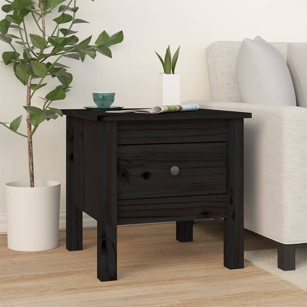 vidaXL Side Tables 2 pcs Black 40x40x39 cm Solid Wood Pine