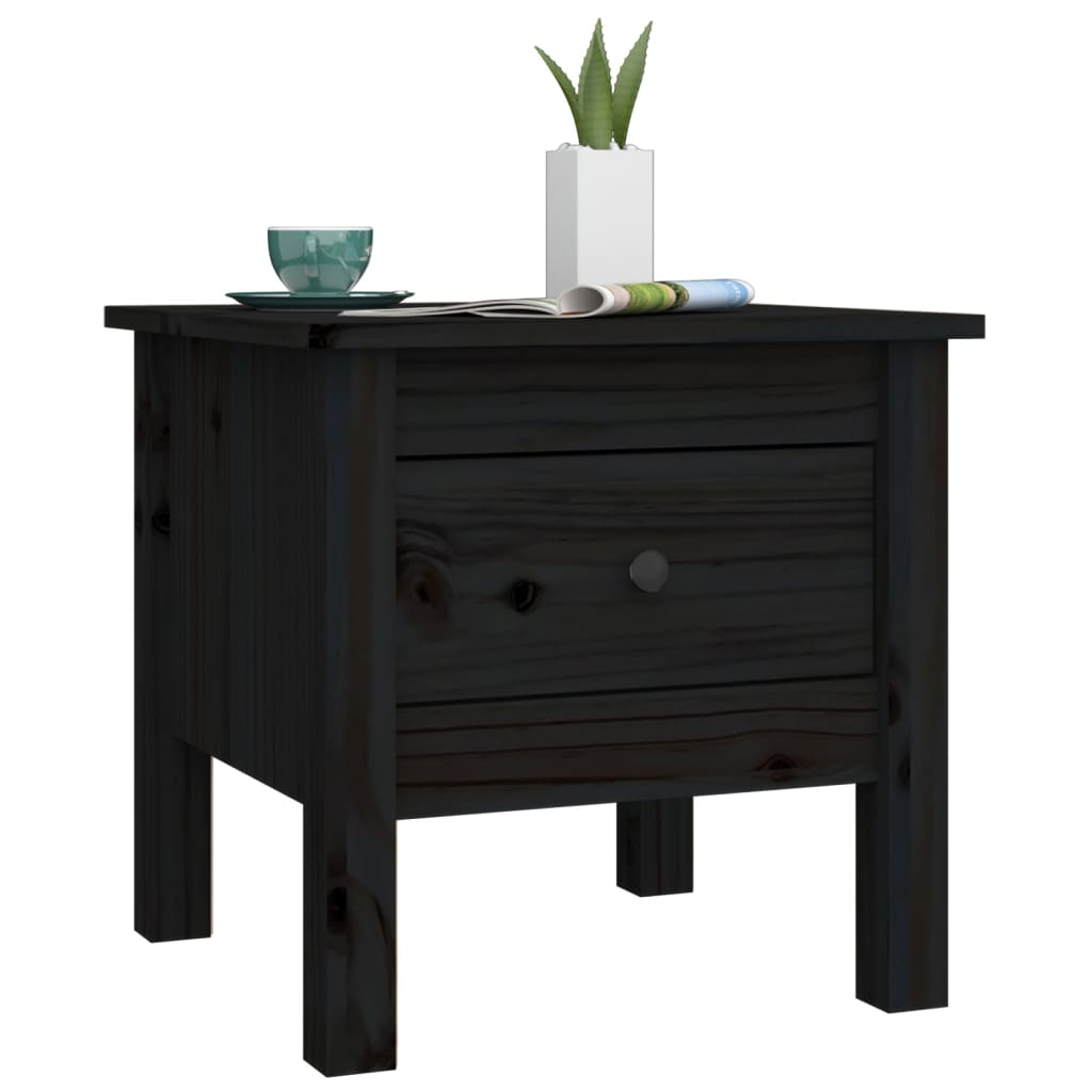 vidaXL Side Tables 2 pcs Black 40x40x39 cm Solid Wood Pine