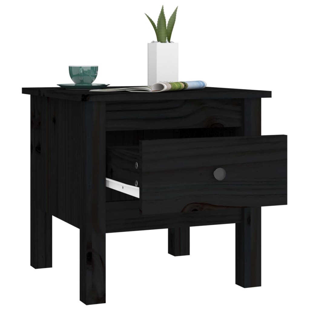 vidaXL Side Tables 2 pcs Black 40x40x39 cm Solid Wood Pine