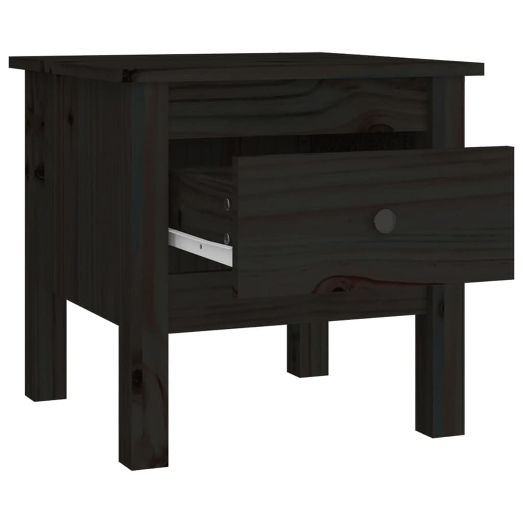 vidaXL Side Tables 2 pcs Black 40x40x39 cm Solid Wood Pine