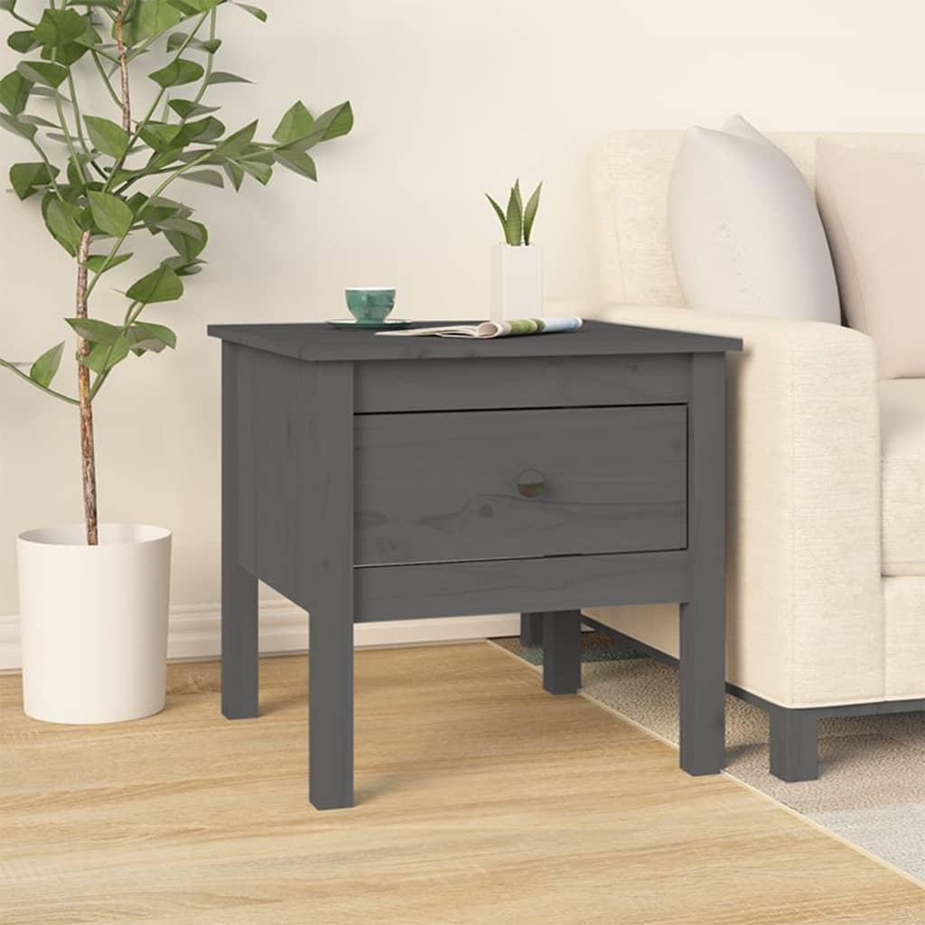 Side Table Grey 50x50x49 cm Solid Wood Pine