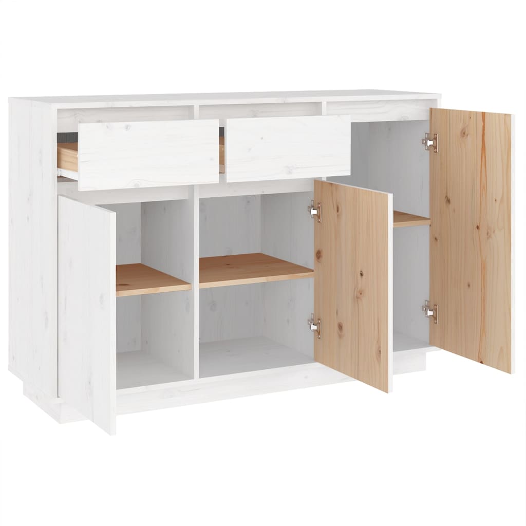Sideboard White 110x34x75 cm Solid Wood Pine