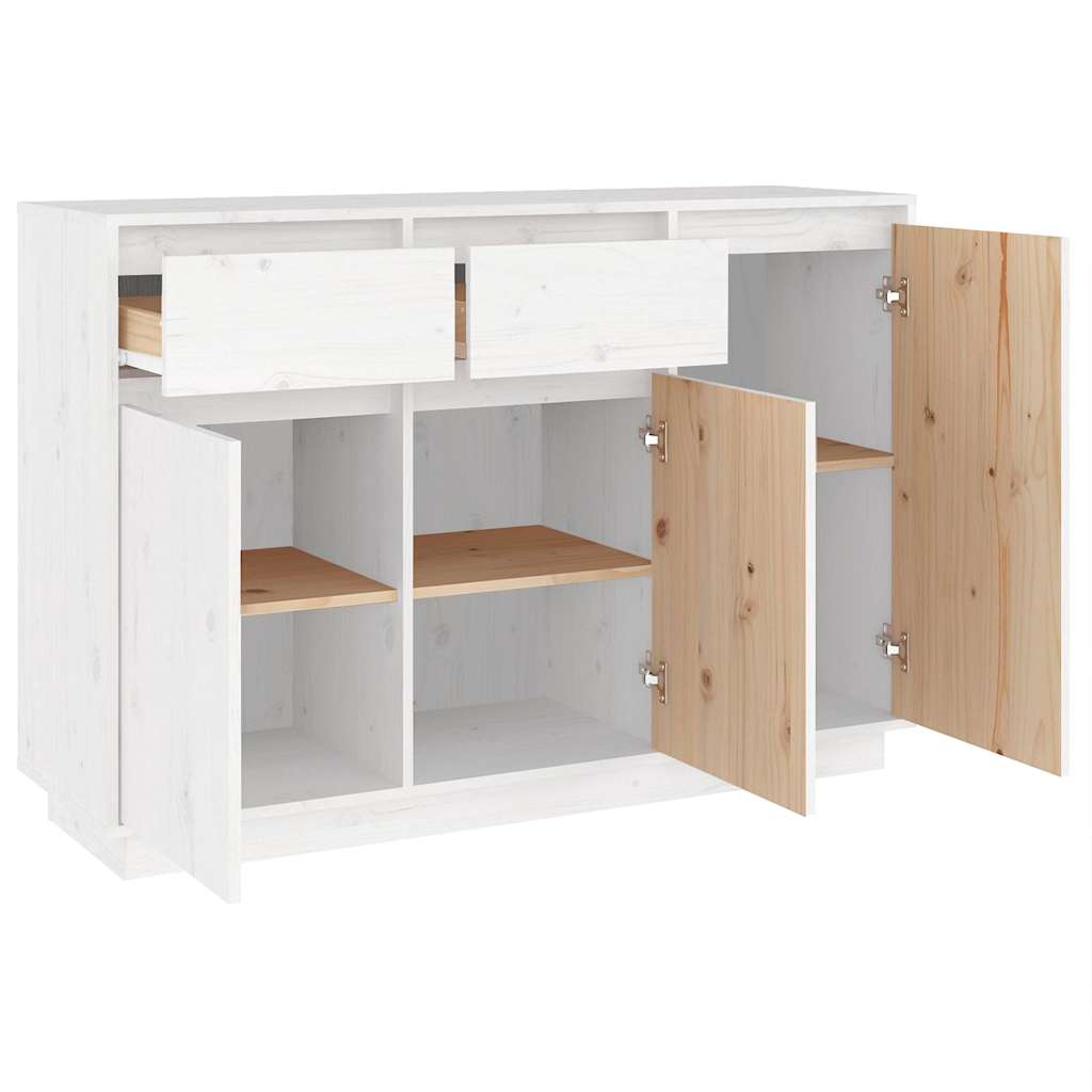 Sideboard White 110x34x75 cm Solid Wood Pine