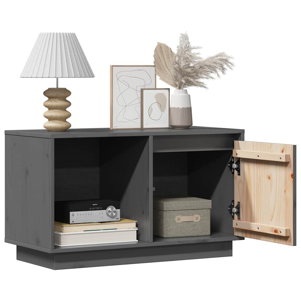 TV Cabinet Grey 74x35x44 cm Solid Wood Pine