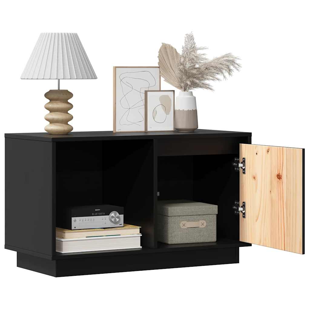 TV Cabinet Black 74x35x44 cm Solid Wood Pine