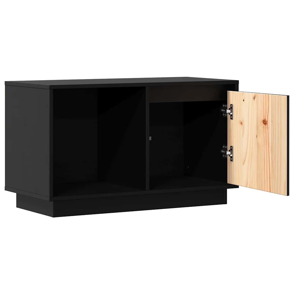 TV Cabinet Black 74x35x44 cm Solid Wood Pine
