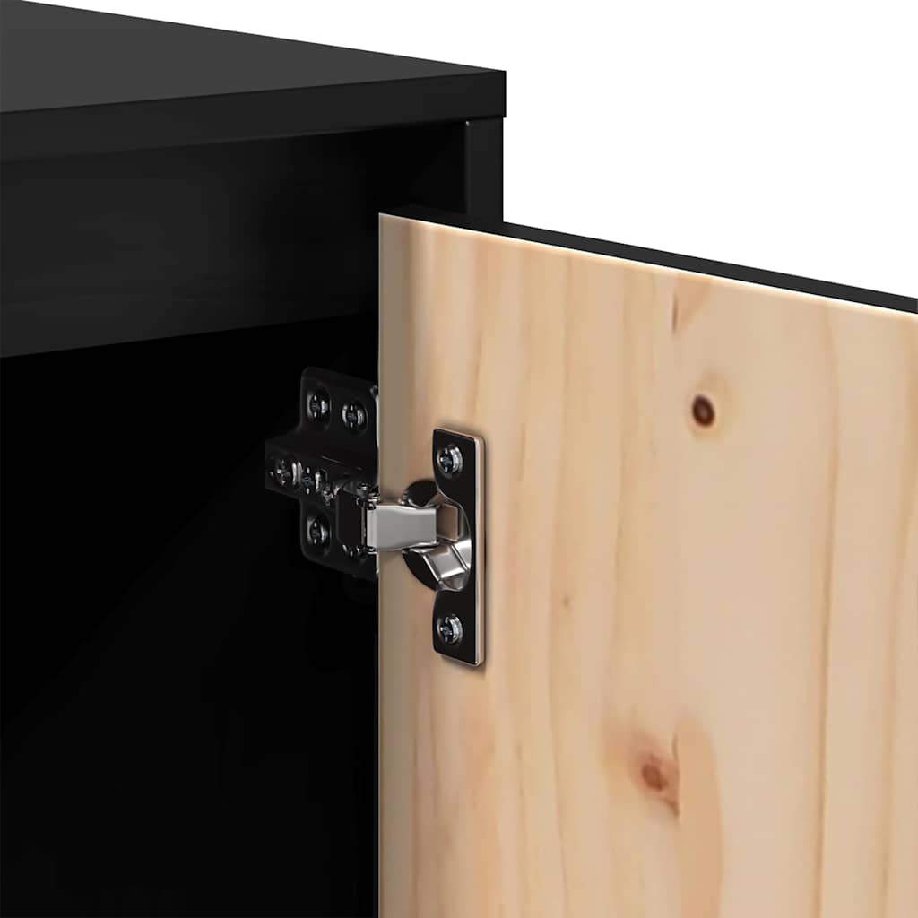 TV Cabinet Black 74x35x44 cm Solid Wood Pine