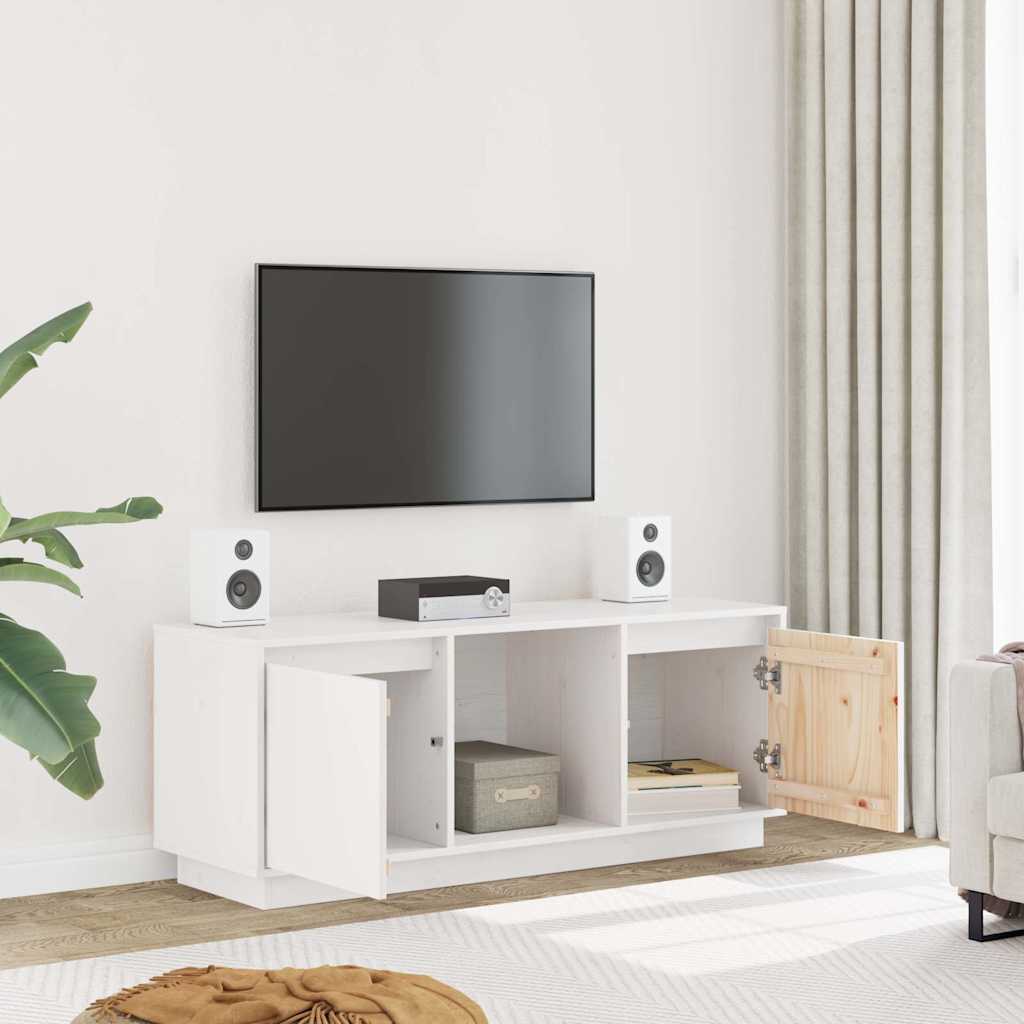 TV Cabinet White 110,5x35x44 cm Solid Wood Pine