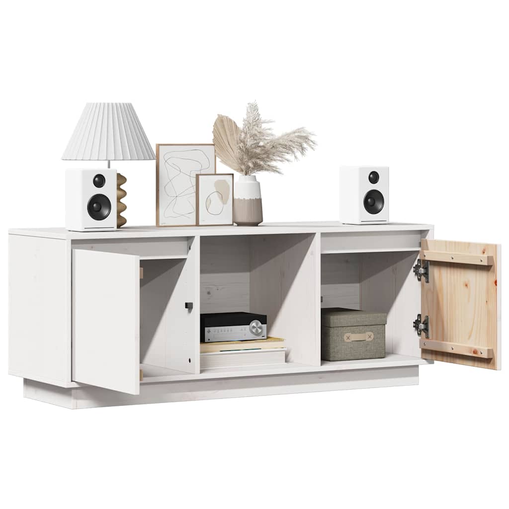 TV Cabinet White 110,5x35x44 cm Solid Wood Pine