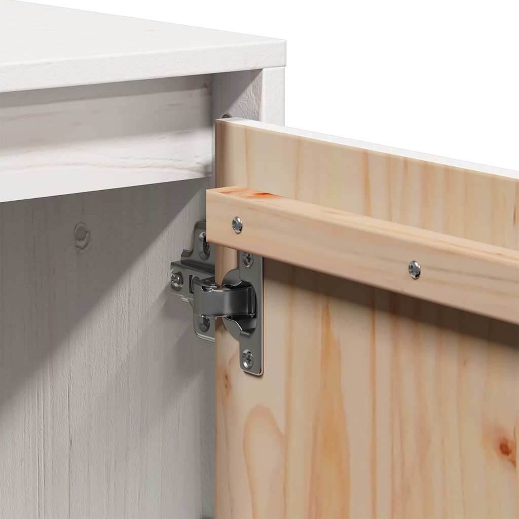TV Cabinet White 110,5x35x44 cm Solid Wood Pine