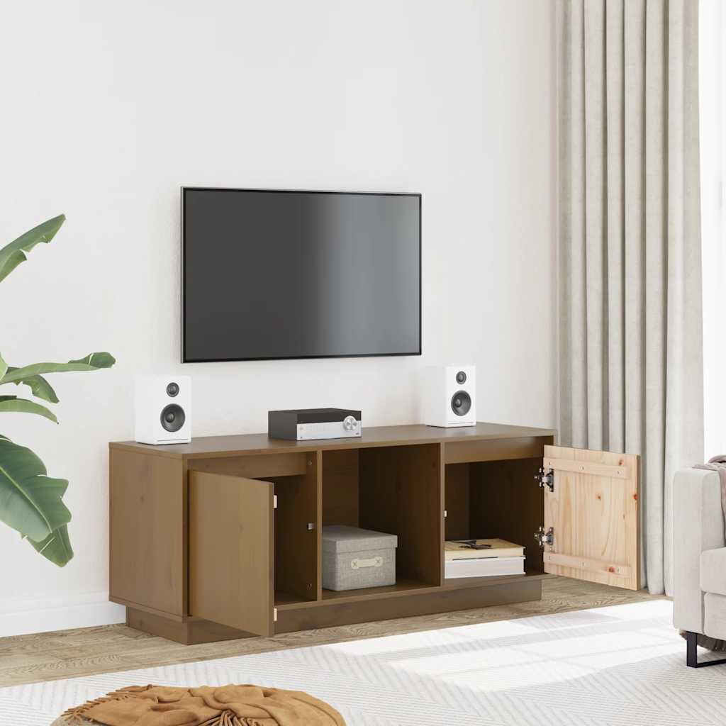 TV Cabinet Honey Brown 110,5x35x44 cm Solid Wood Pine