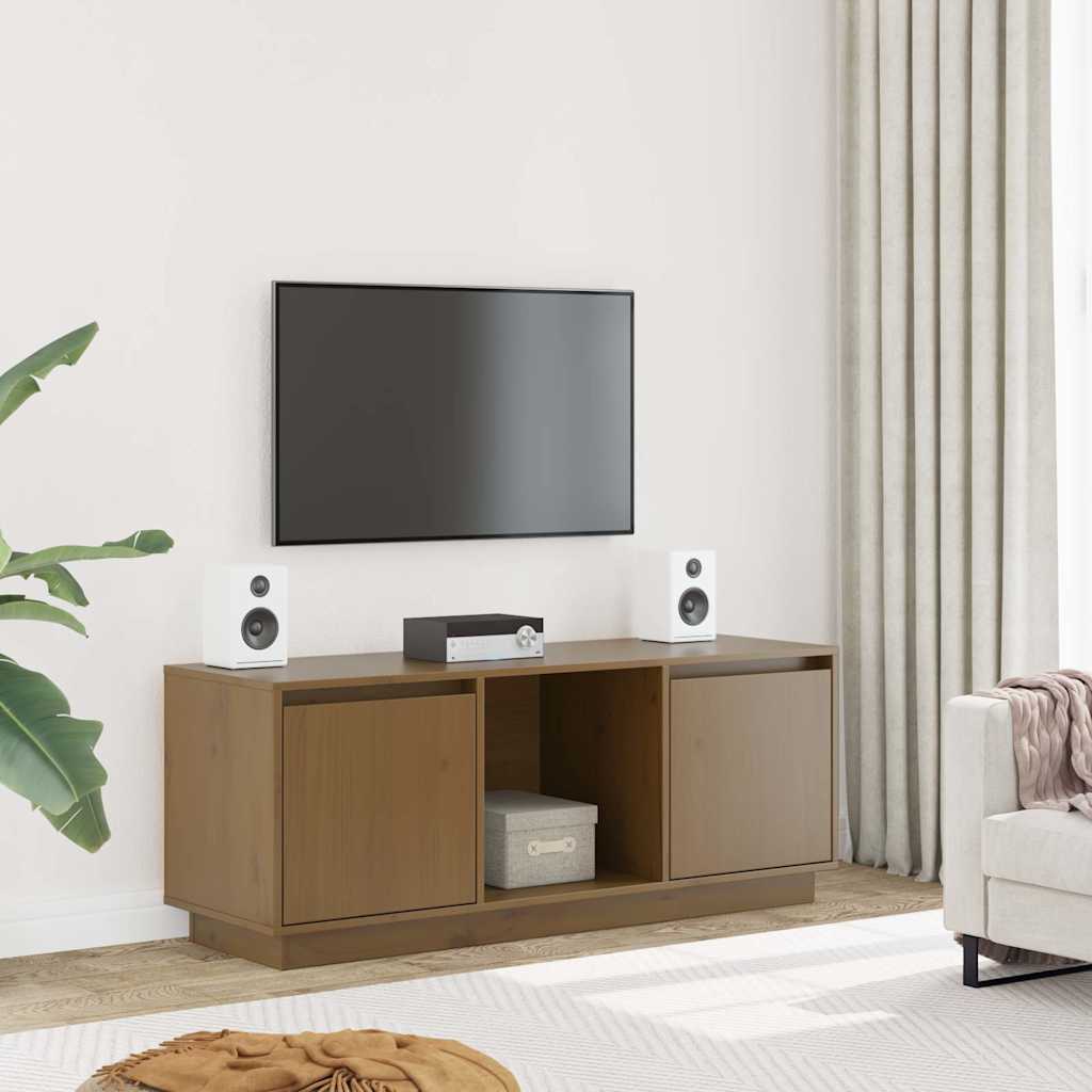 TV Cabinet Honey Brown 110,5x35x44 cm Solid Wood Pine