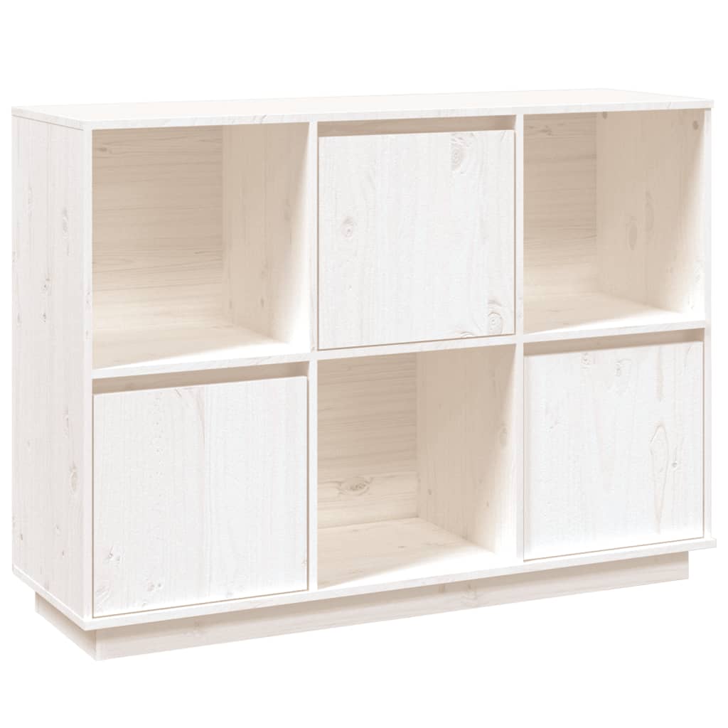 Buffet Blanc 110,5x35x80 cm Bois Massif Pin