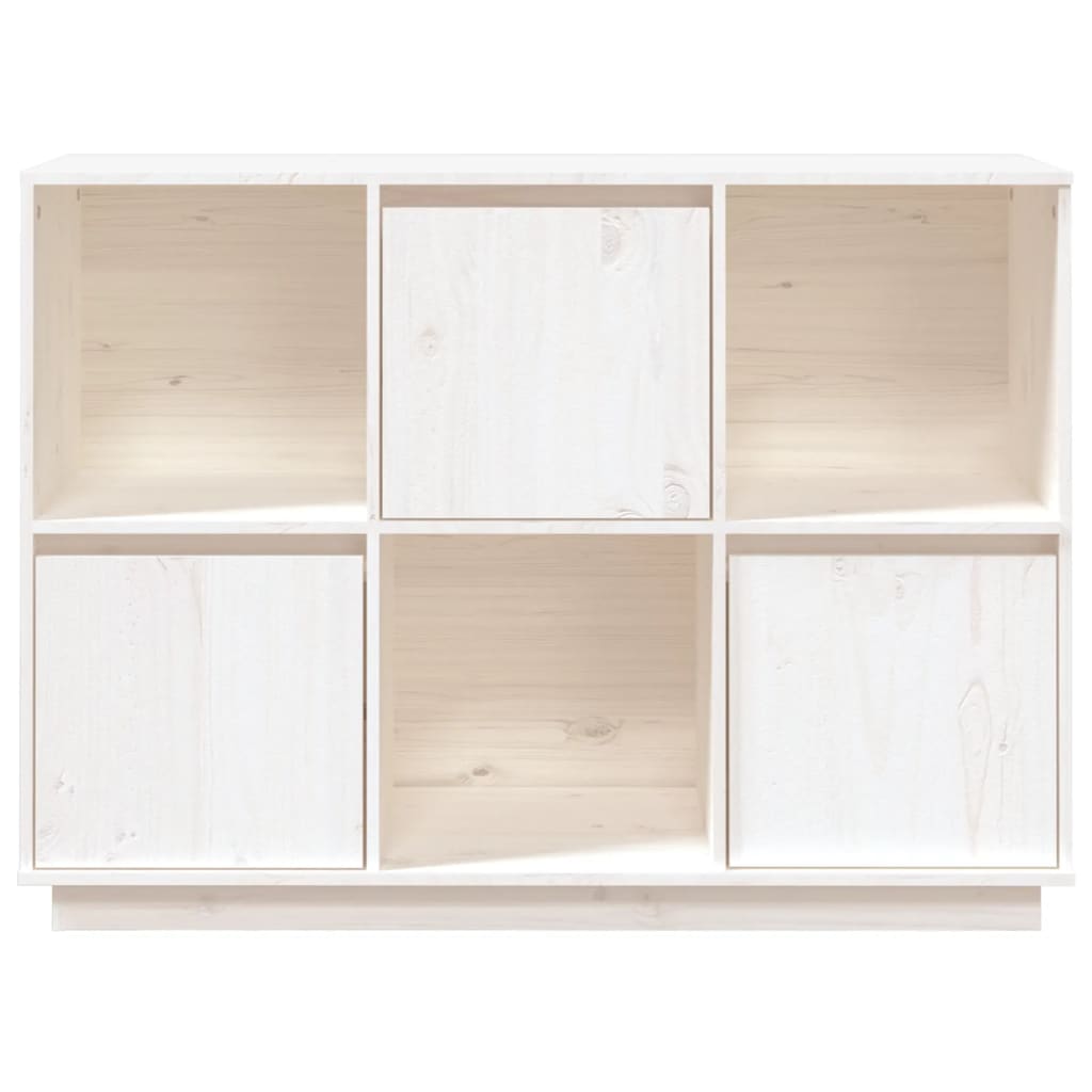 Buffet Blanc 110,5x35x80 cm Bois Massif Pin