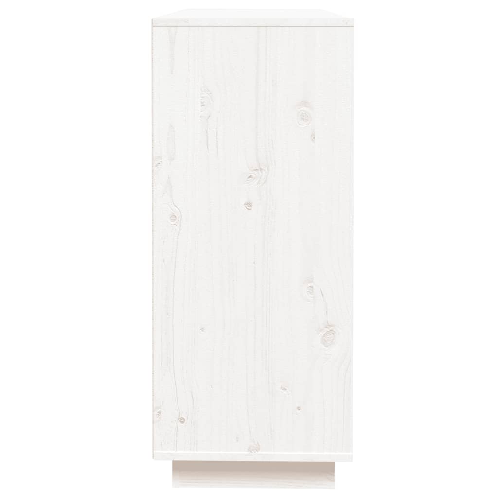 Buffet Blanc 110,5x35x80 cm Bois Massif Pin