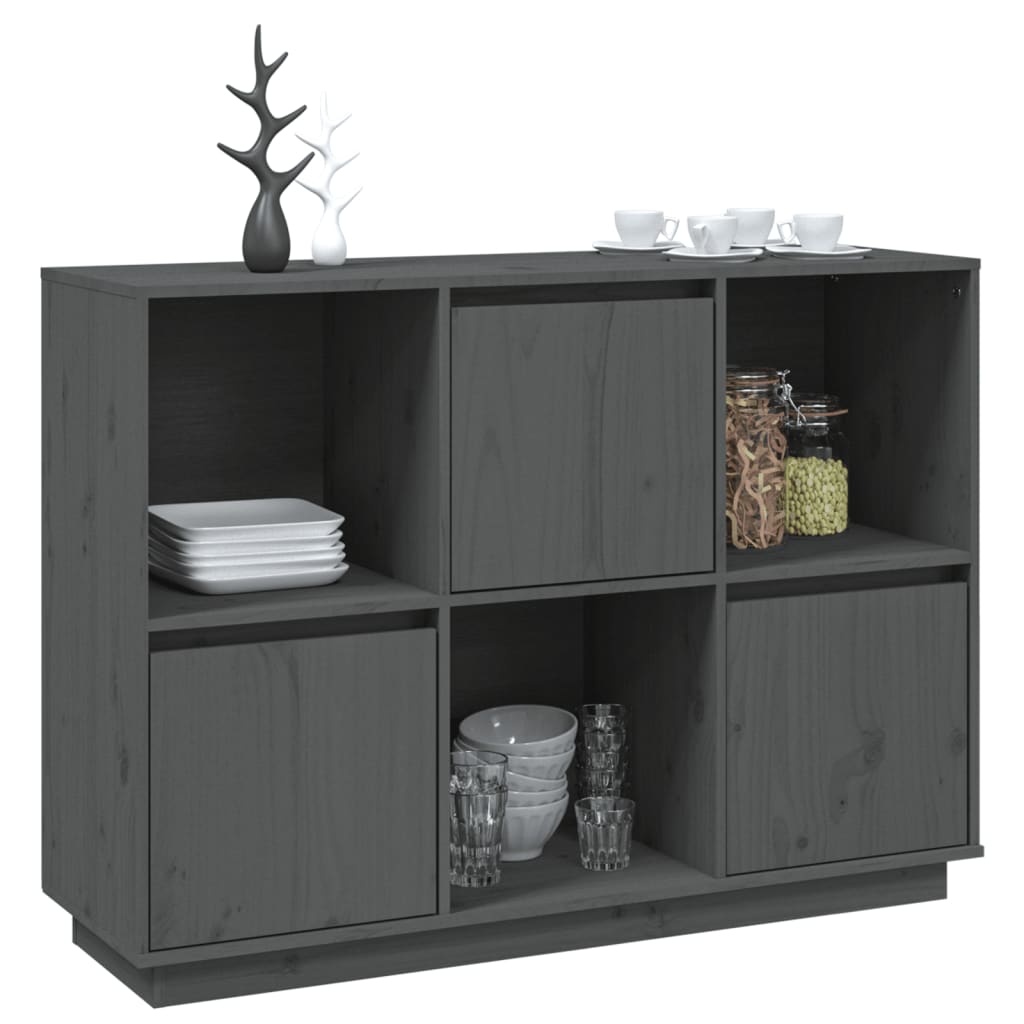 vidaXL Sideboard Grey 110.5x35x80 cm Solid Wood Pine