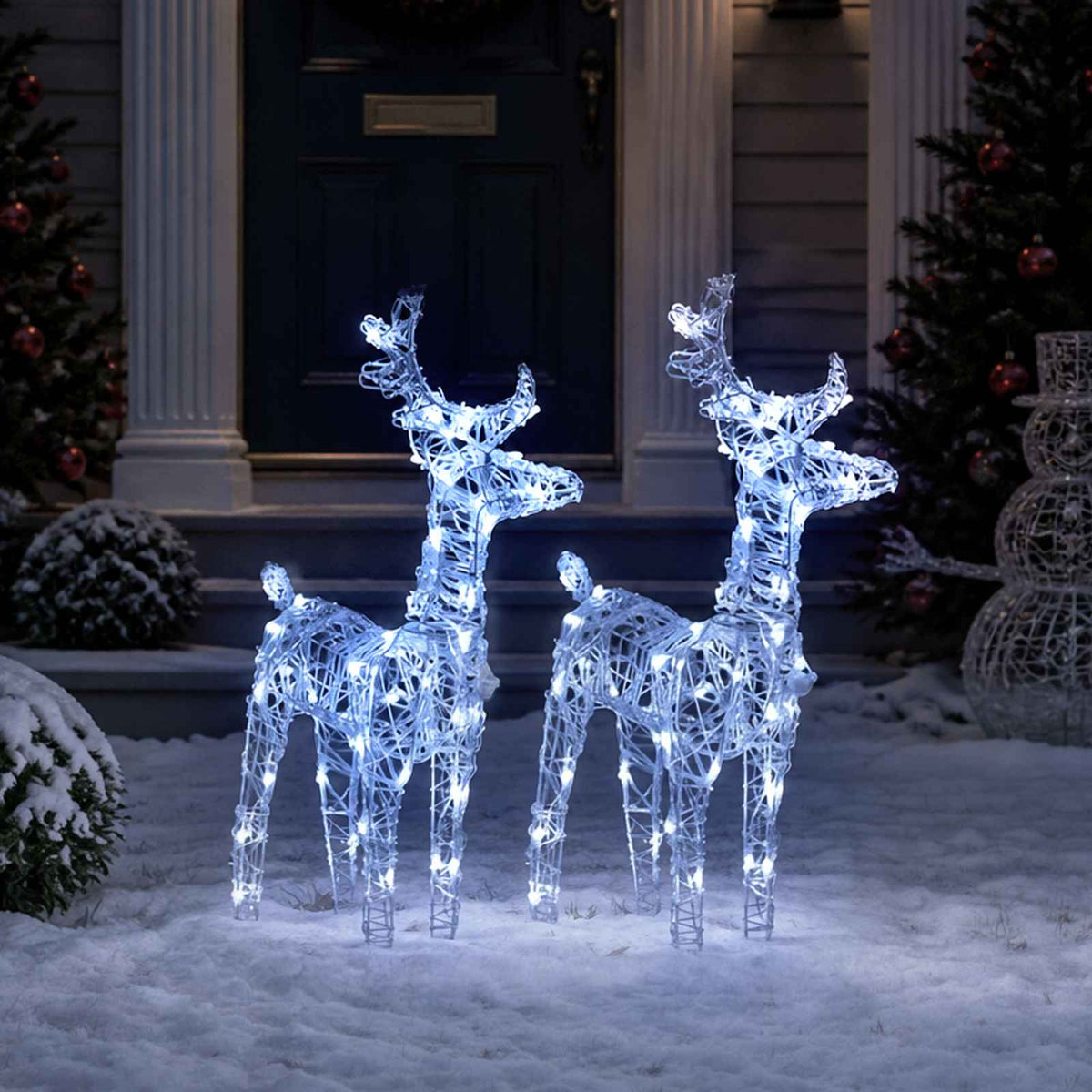 Christmas Reindeers 2 pcs Cold White 80 LEDs Acrylic