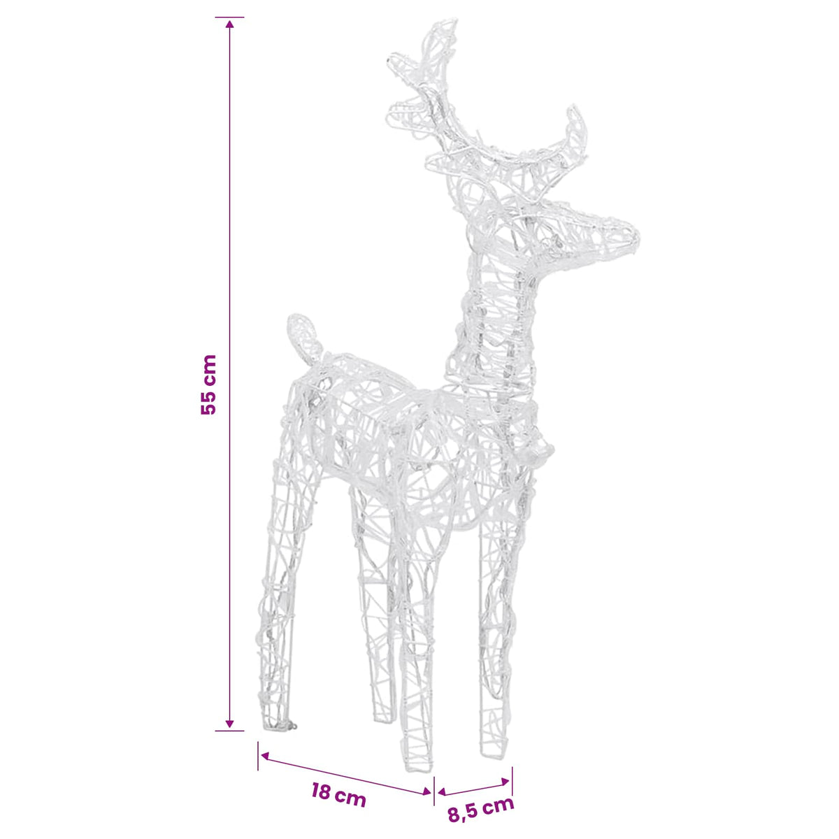 Christmas Reindeers 2 pcs Cold White 80 LEDs Acrylic