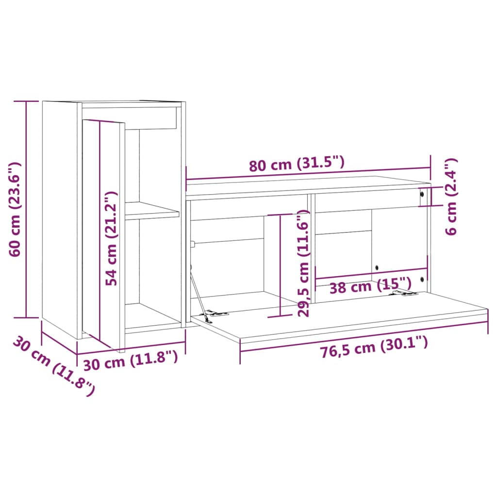 vidaXL TV Cabinets 2 pcs Solid Wood Pine