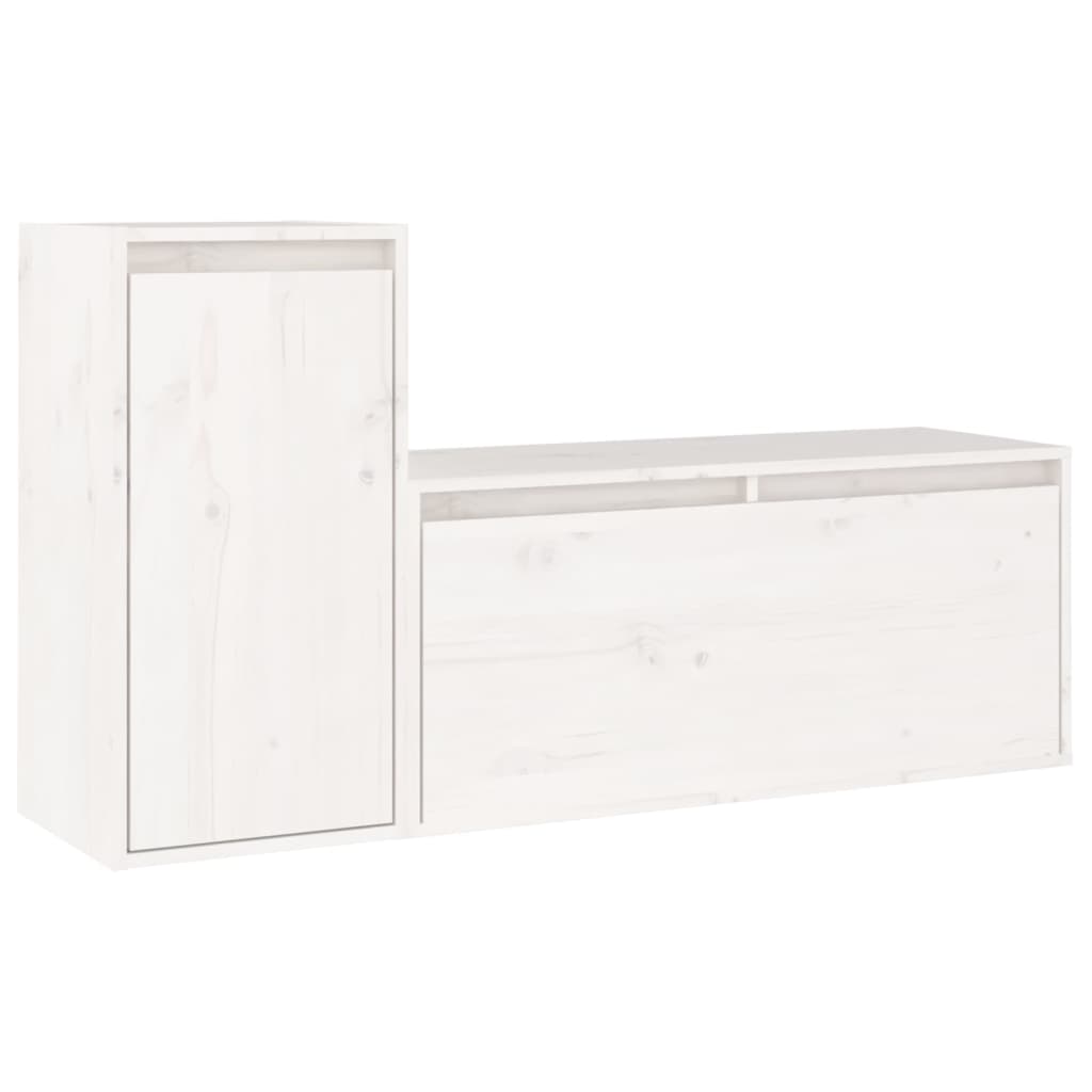 vidaXL TV Cabinets 2 pcs White Solid Wood Pine