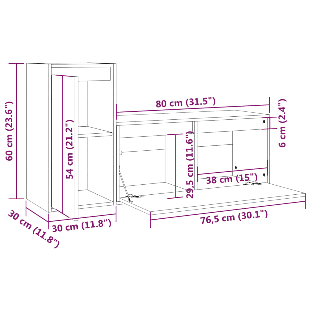 vidaXL TV Cabinets 2 pcs White Solid Wood Pine