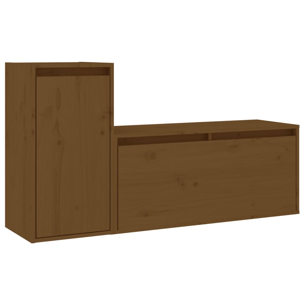 vidaXL TV Cabinets 2 pcs Honey Brown Solid Wood Pine