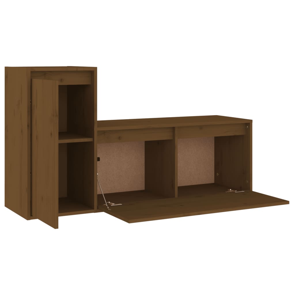 vidaXL TV Cabinets 2 pcs Honey Brown Solid Wood Pine