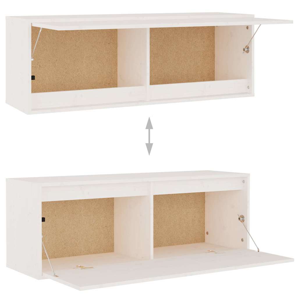 2 Piece TV Cabinet Set White Solid Wood Pine