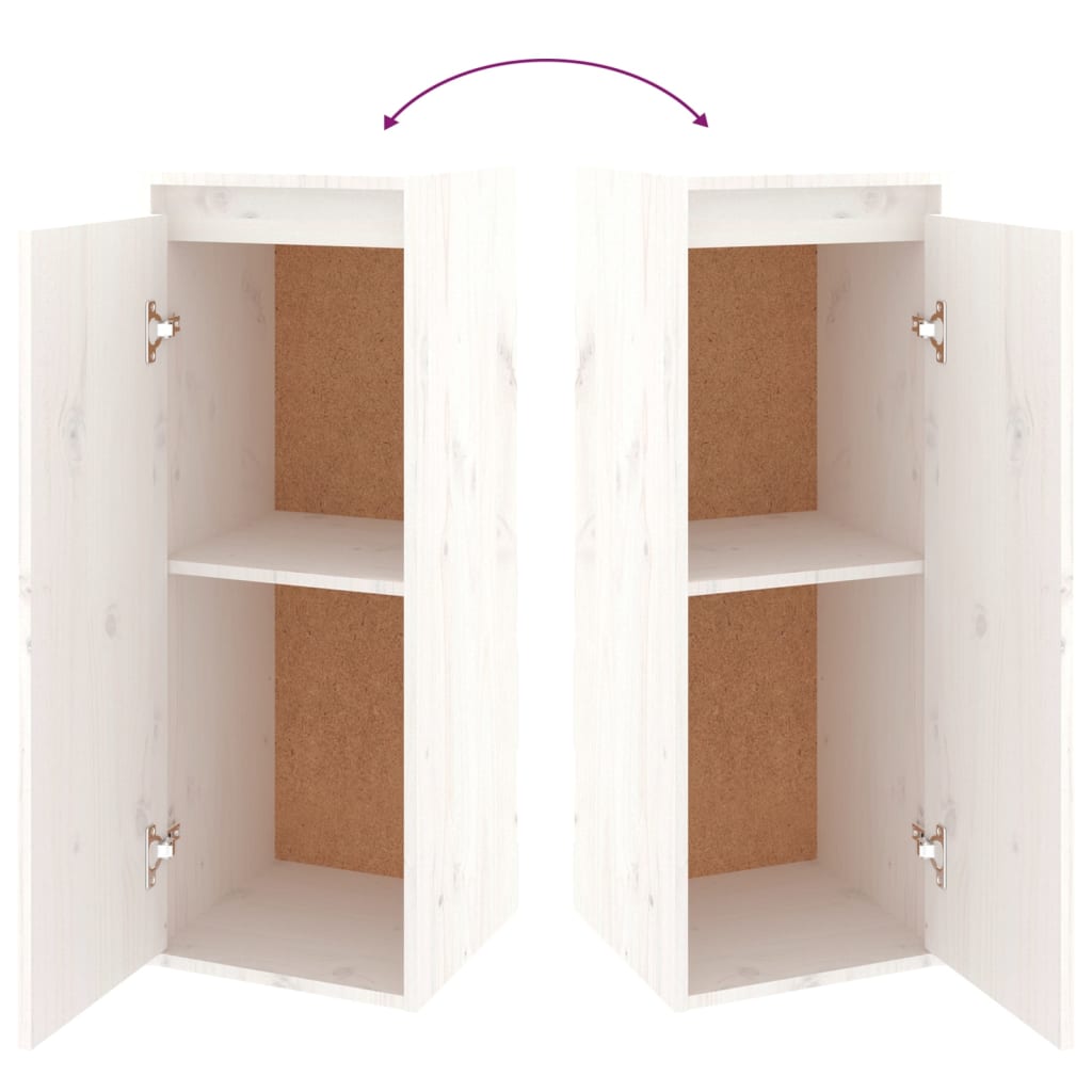 TV Cabinets 2 pcs White Solid Wood Pine