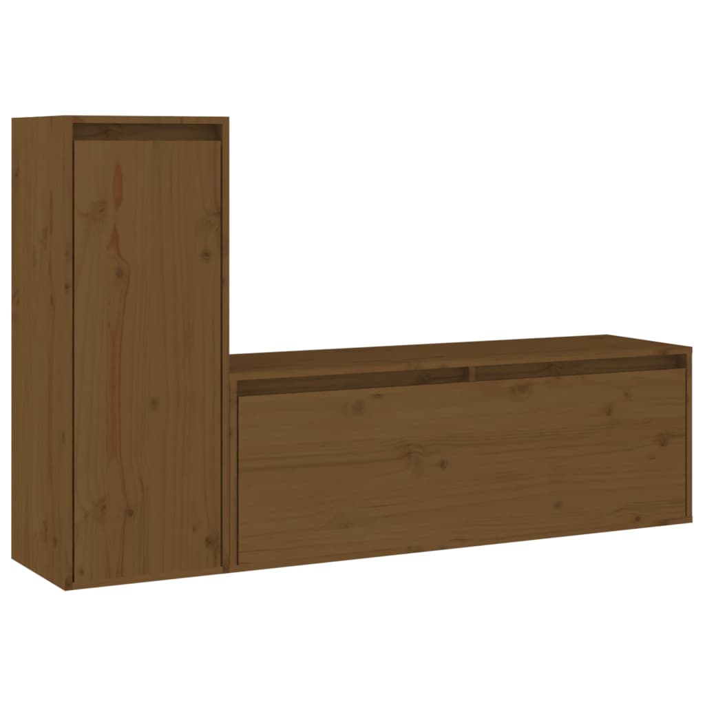 vidaXL TV Cabinets 2 pcs Honey Brown Solid Wood Pine