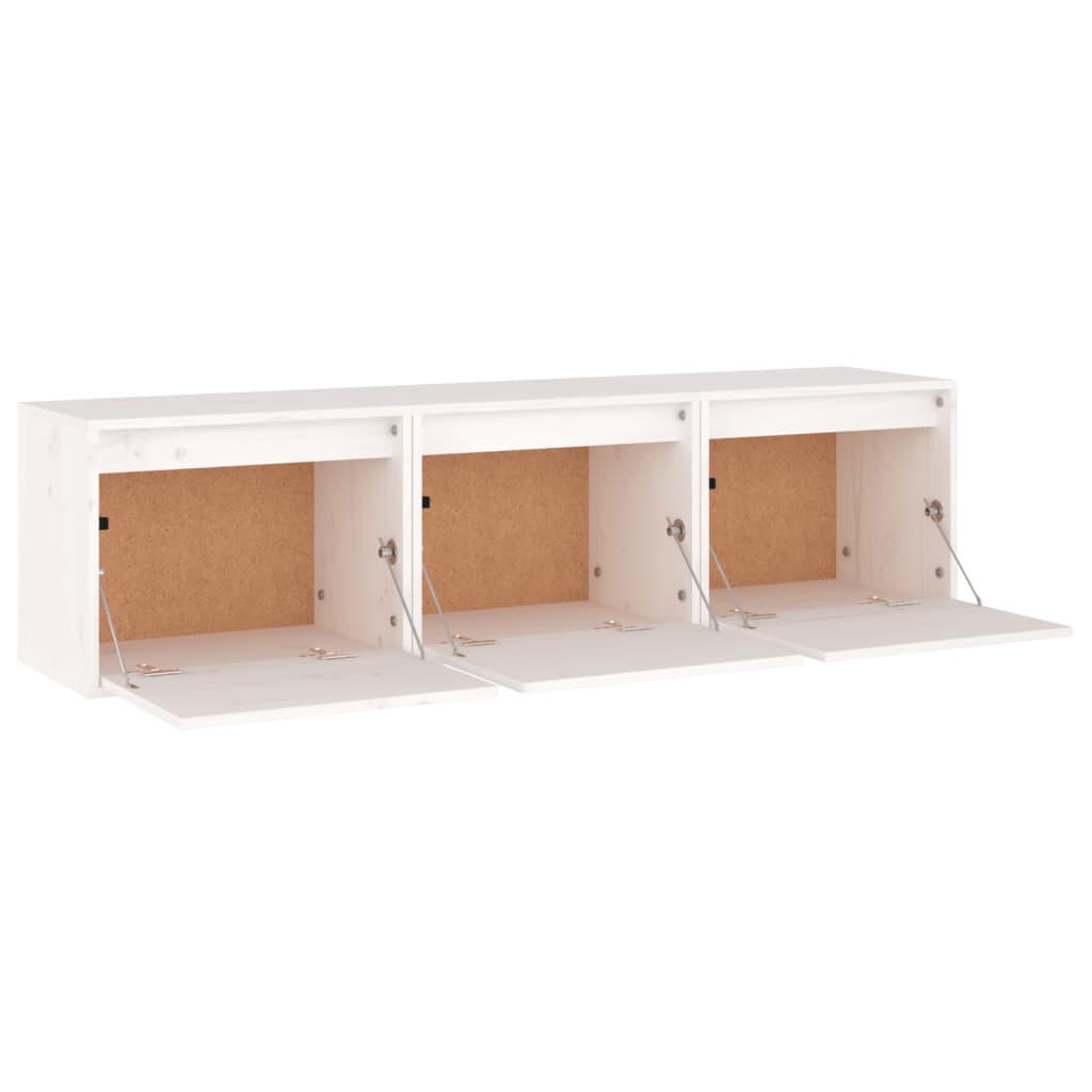 vidaXL TV Cabinets 3 pcs White Solid Wood Pine