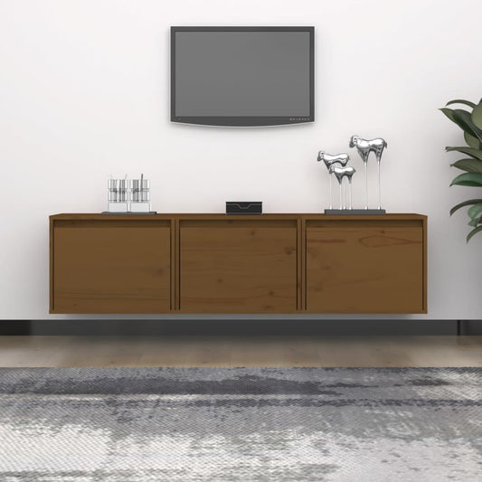 TV Cabinets 3 pcs Honey Brown Solid Wood Pine