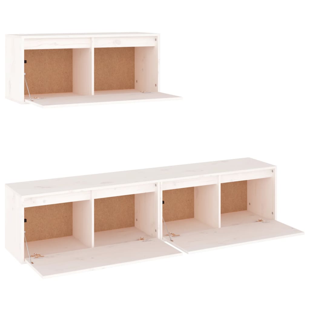 vidaXL TV Cabinets 3 pcs White Solid Wood Pine