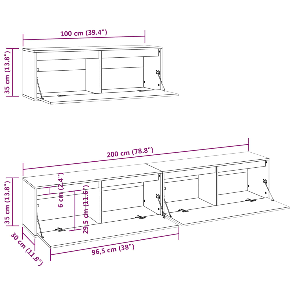 vidaXL TV Cabinets 3 pcs Honey Brown Solid Wood Pine