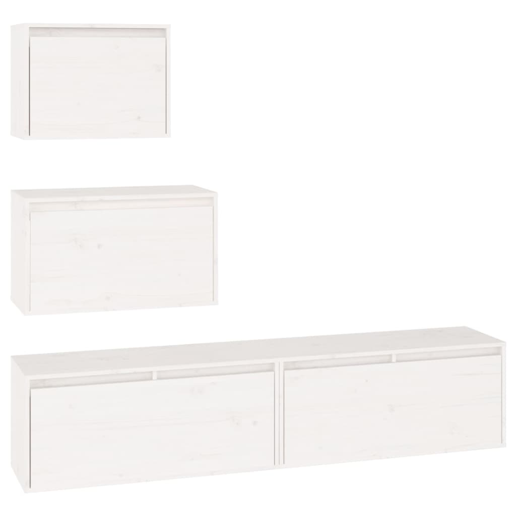 vidaXL TV Cabinets 4 pcs White Solid Wood Pine