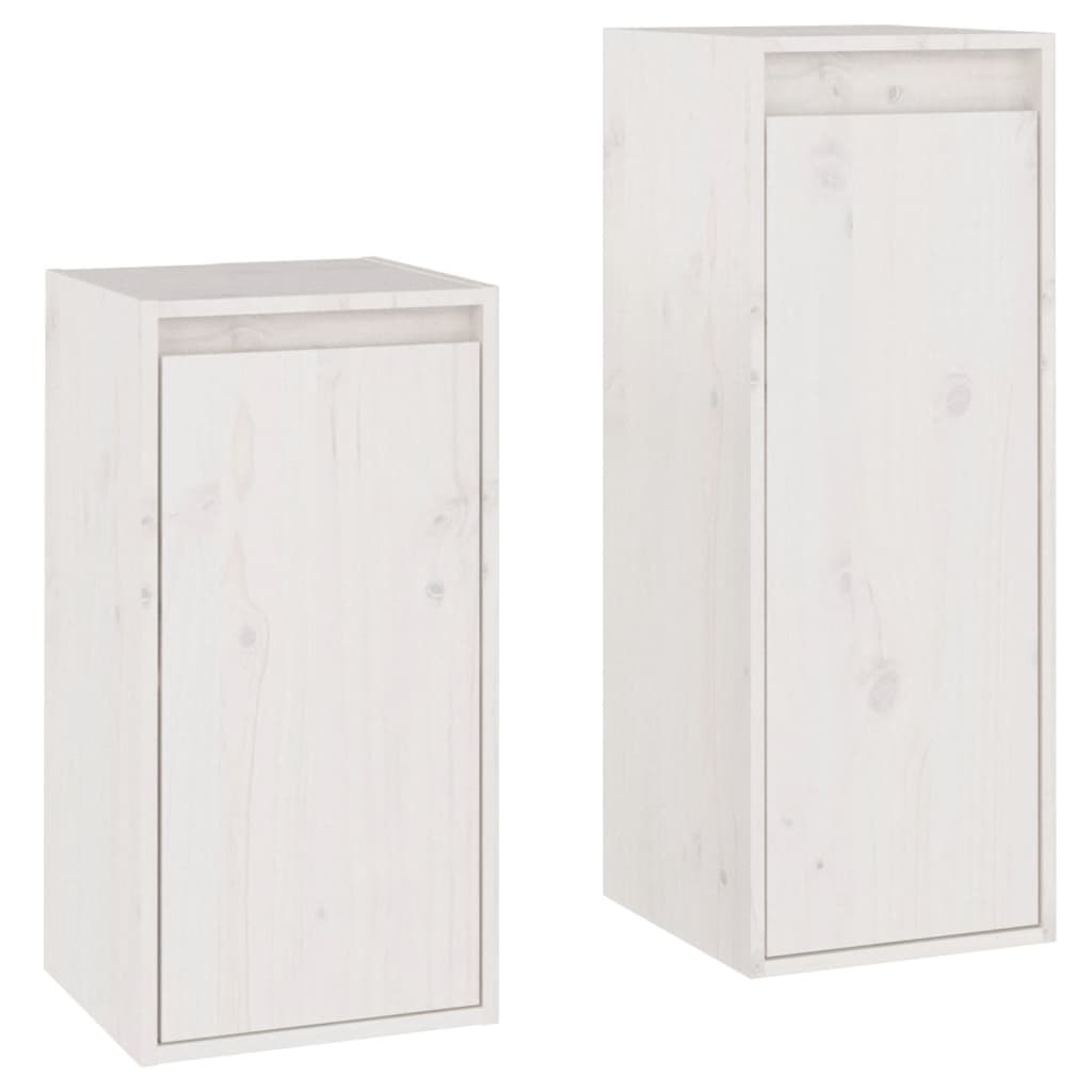 vidaXL TV Cabinets 2 pcs White Solid Wood Pine