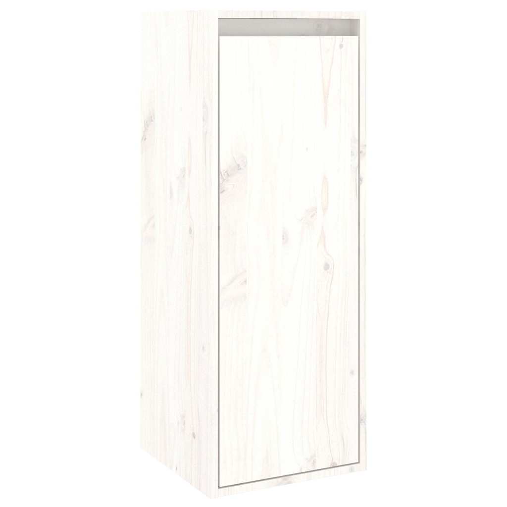 2 Piece TV Cabinet Set White Solid Wood Pine