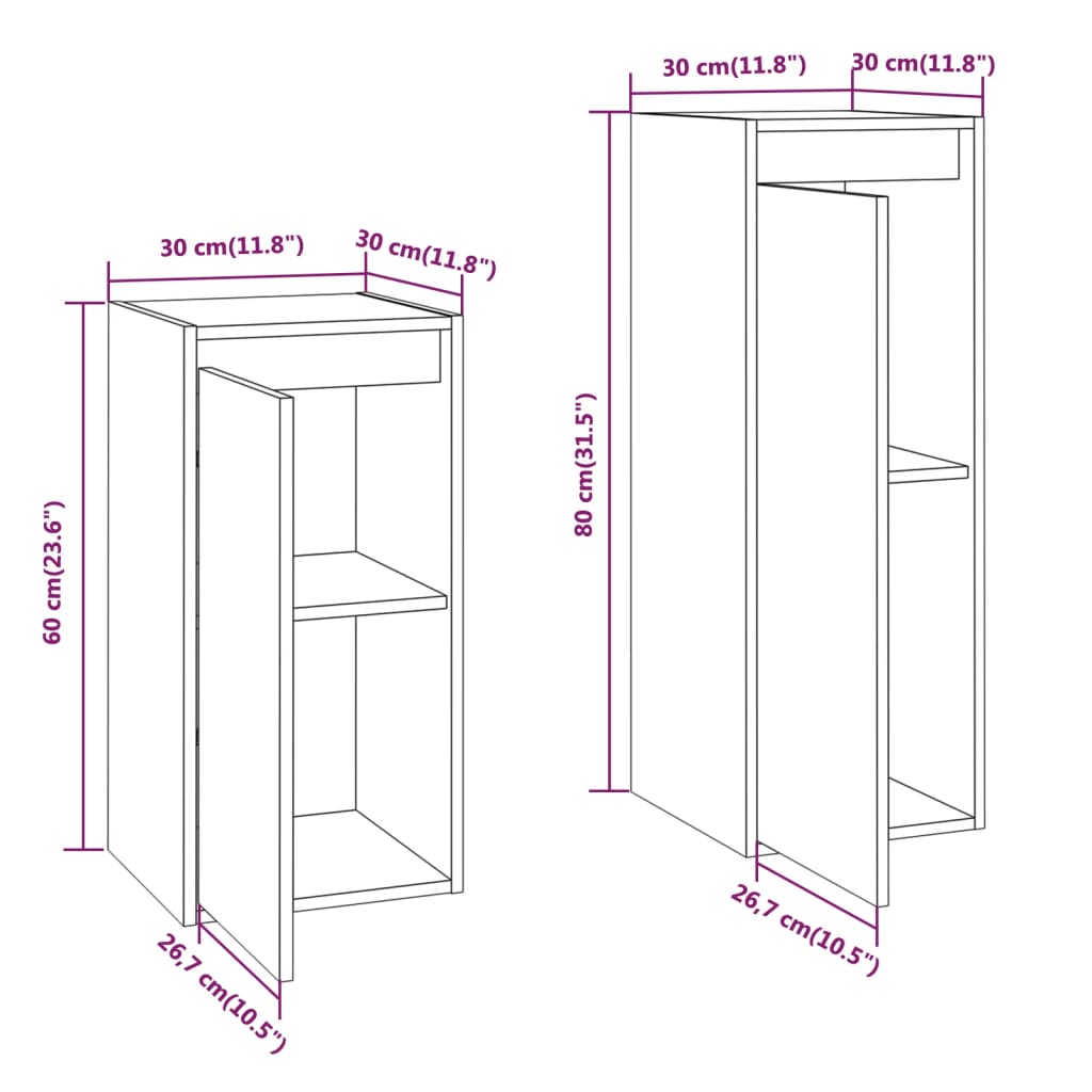 vidaXL TV Cabinets 2 pcs White Solid Wood Pine