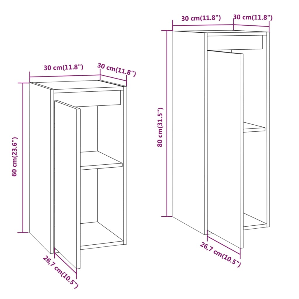 vidaXL TV Cabinets 2 pcs Grey Solid Wood Pine