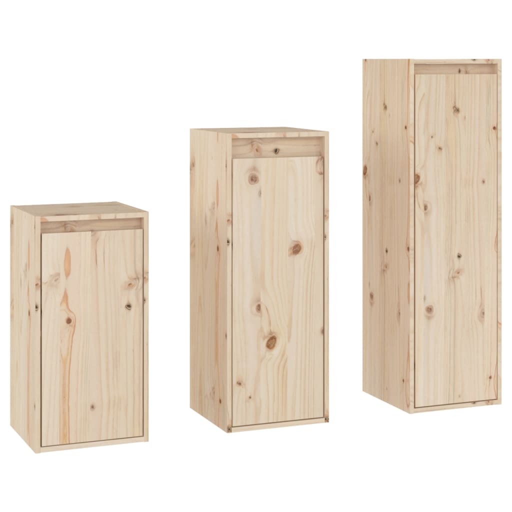 vidaXL TV Cabinets 3 pcs Solid Wood Pine