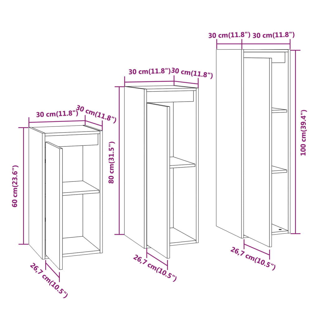 vidaXL TV Cabinets 3 pcs Solid Wood Pine