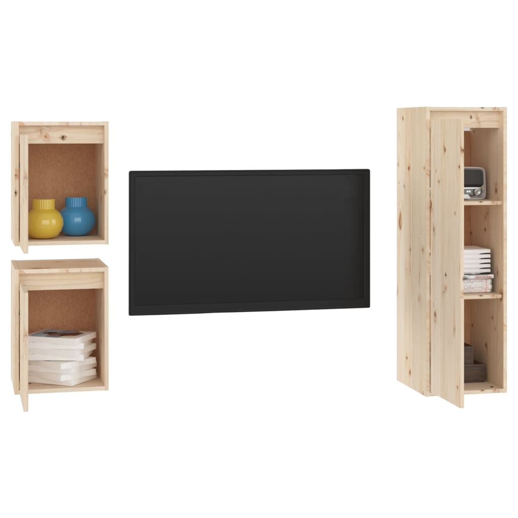 vidaXL TV Cabinets 3 pcs Solid Wood Pine