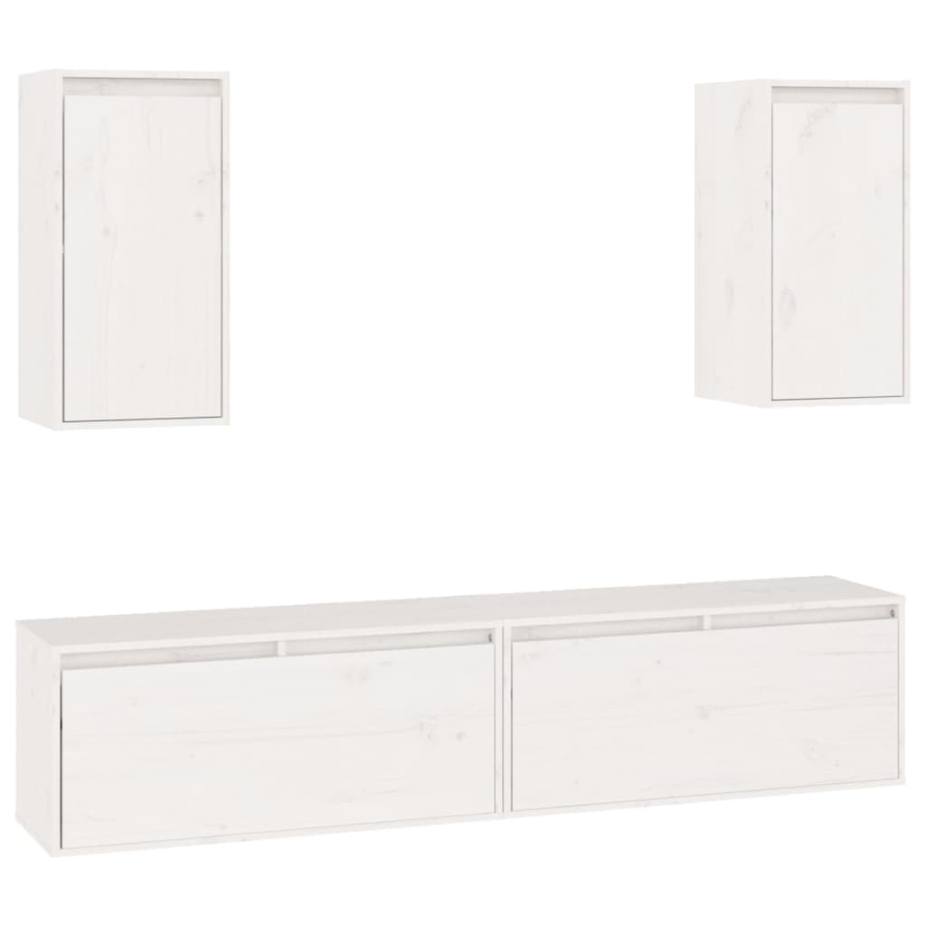 vidaXL TV Cabinets 4 pcs White Solid Wood Pine