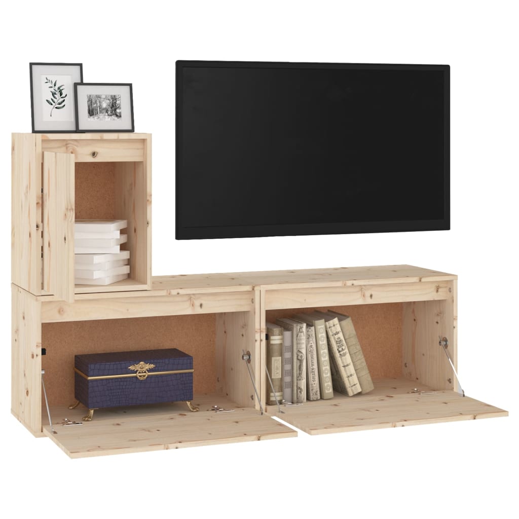 vidaXL TV Cabinets 3 pcs Solid Wood Pine