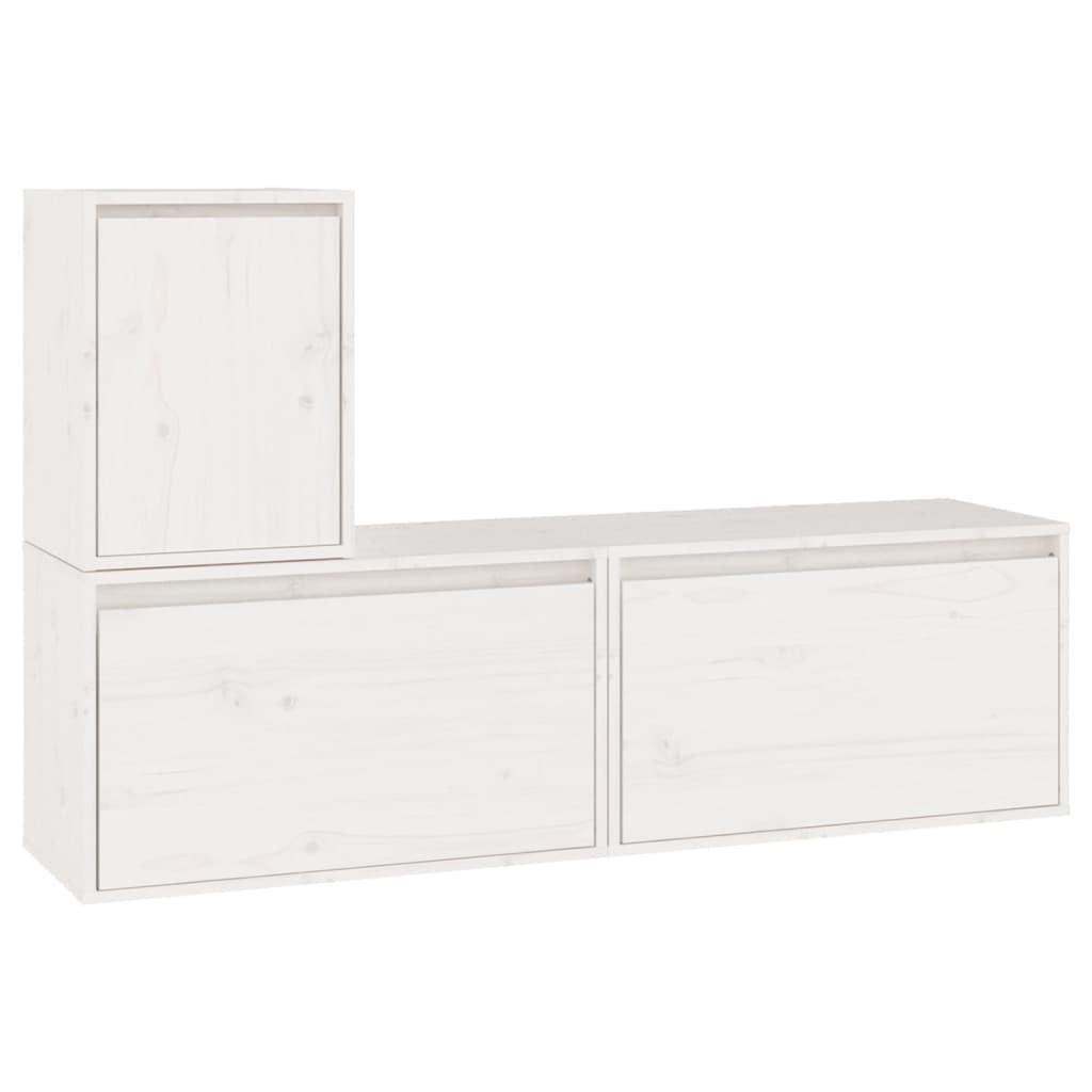 vidaXL TV Cabinets 3 pcs White Solid Wood Pine