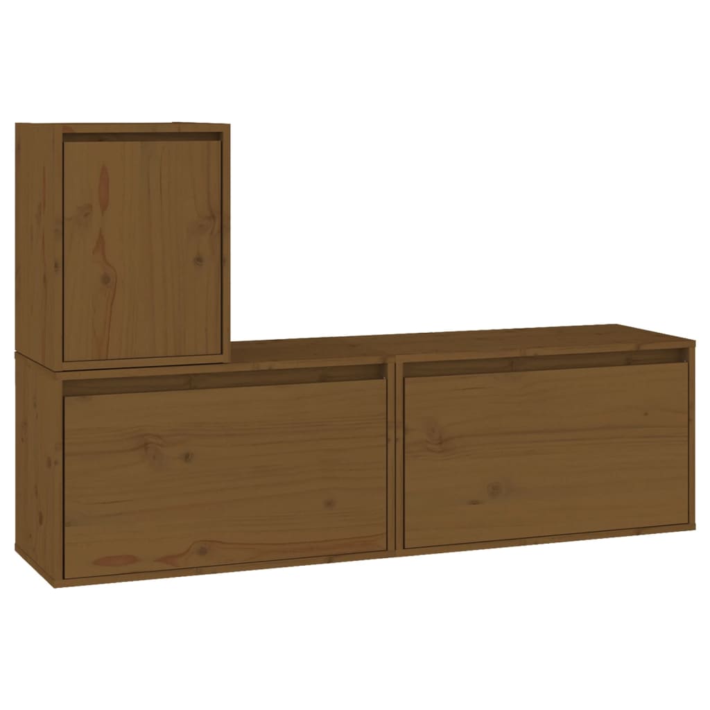 vidaXL TV Cabinets 3 pcs Honey Brown Solid Wood Pine