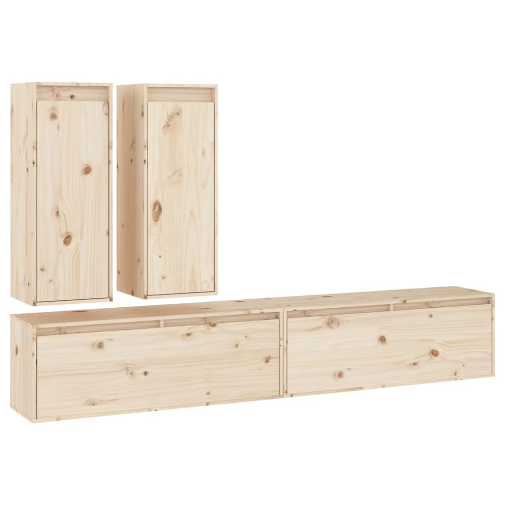 vidaXL TV Cabinets 4 pcs Solid Wood Pine