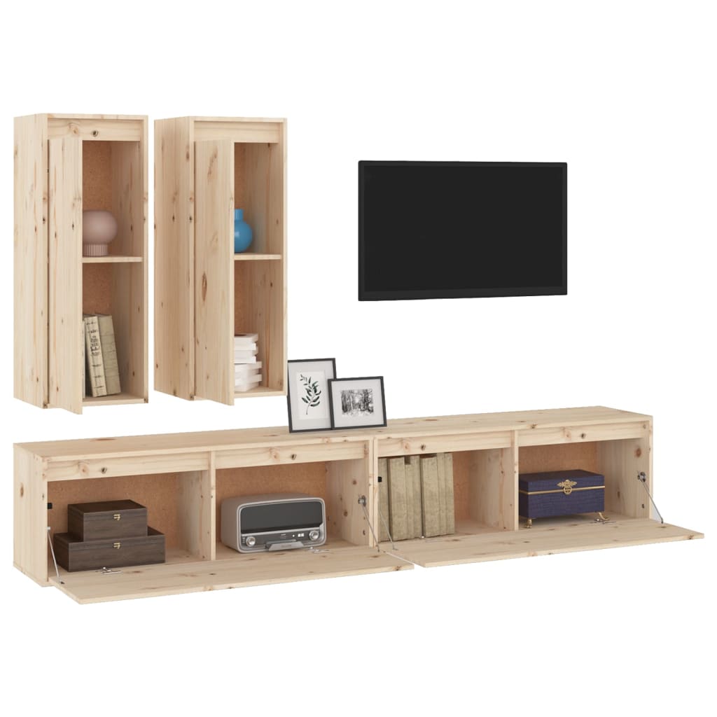 vidaXL TV Cabinets 4 pcs Solid Wood Pine