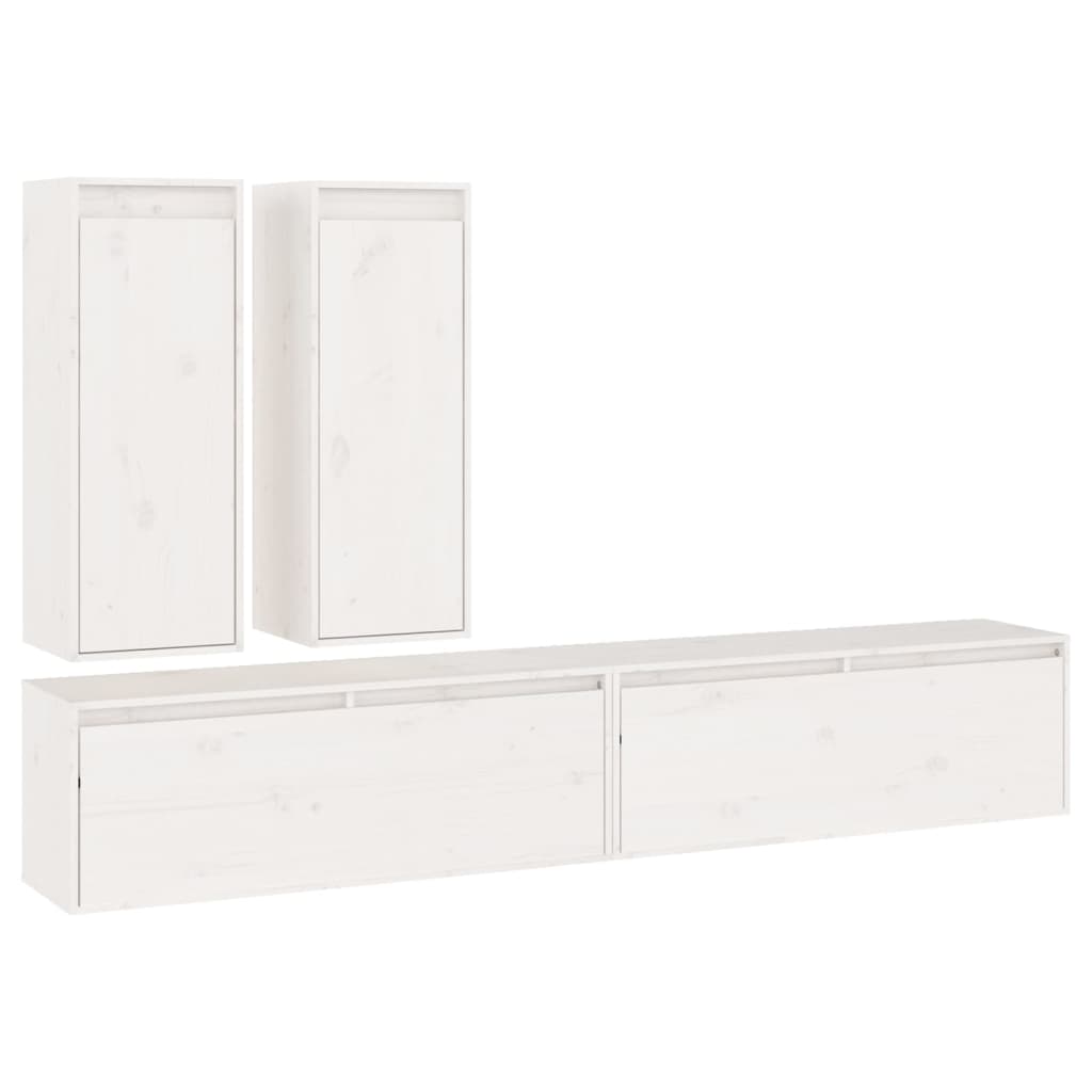 vidaXL TV Cabinets 4 pcs White Solid Wood Pine