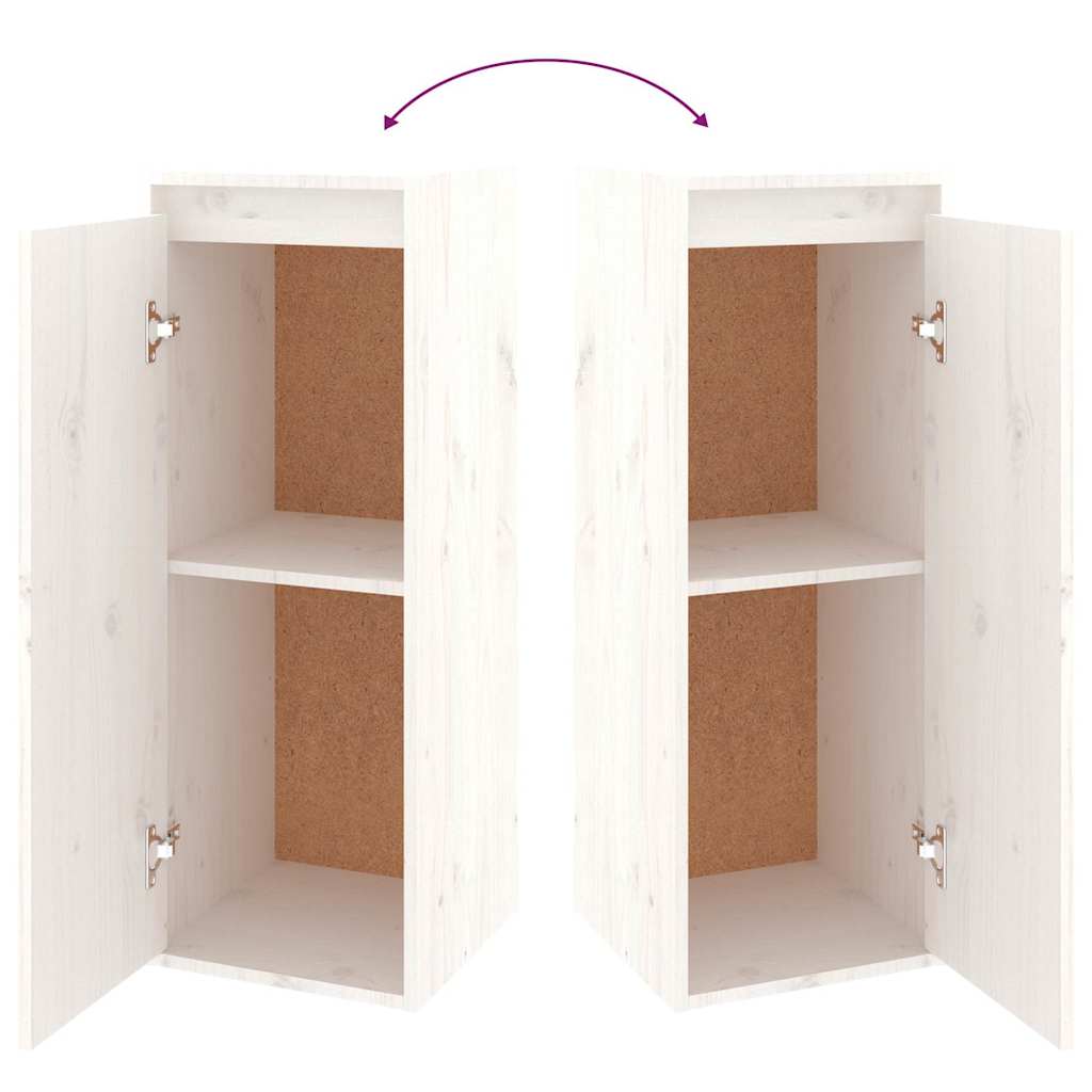 4 Piece TV Cabinet Set White Solid Wood Pine